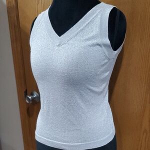 Silver Fitted Sleeveless Tank Top